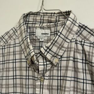 Sonoma Men’s XL Button Down Casual/Dress Shirt - White with Stripes